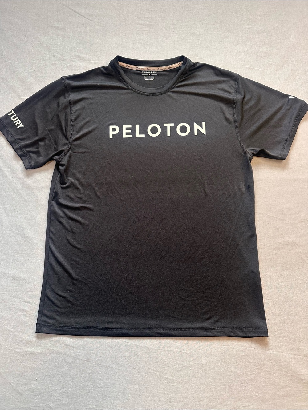 Peloton Black Short Sleeve Performance Tee with White Logo